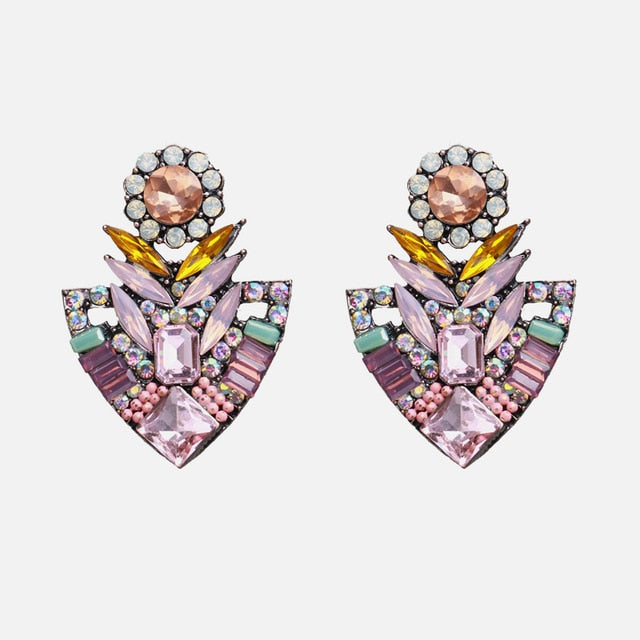 New Korea Fashion Pink Resin Beaded Drop Earrings