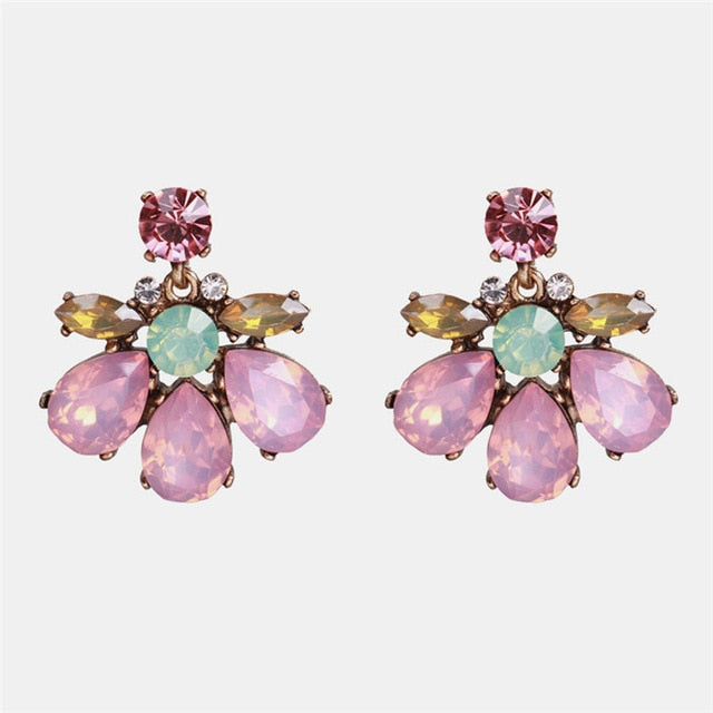 New Korea Fashion Pink Resin Beaded Drop Earrings