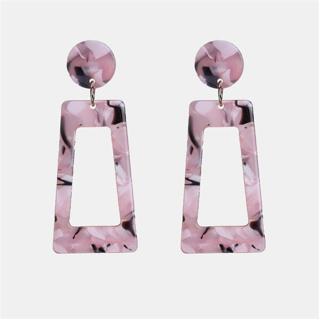 New Korea Fashion Pink Resin Beaded Drop Earrings
