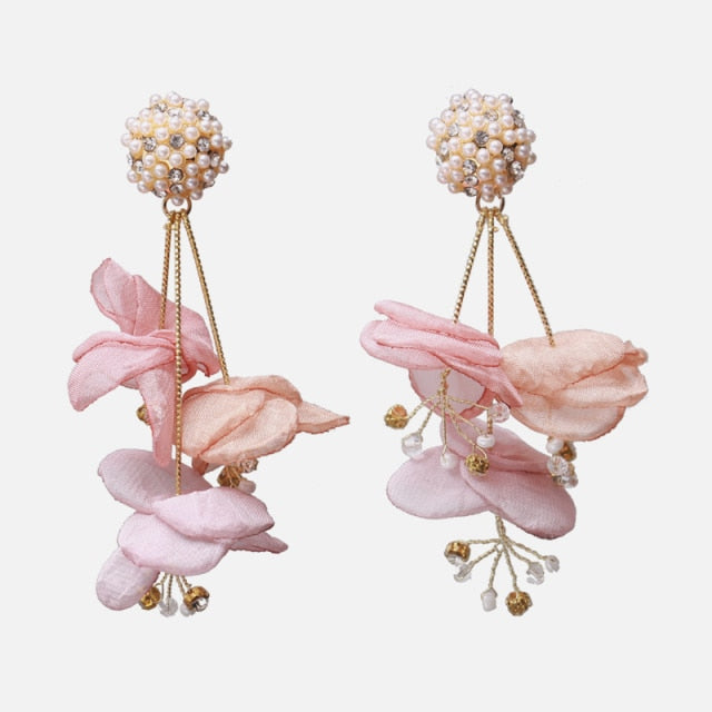 New Korea Fashion Pink Resin Beaded Drop Earrings