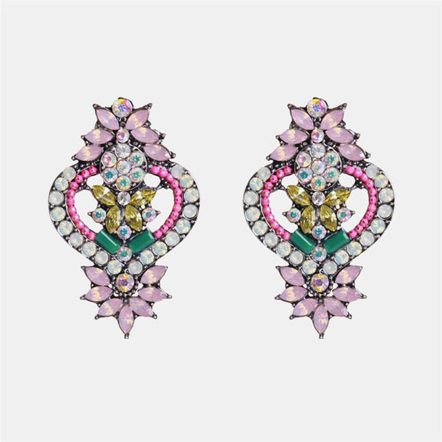 New Korea Fashion Pink Resin Beaded Drop Earrings