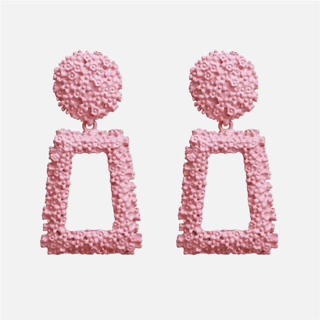 New Korea Fashion Pink Resin Beaded Drop Earrings