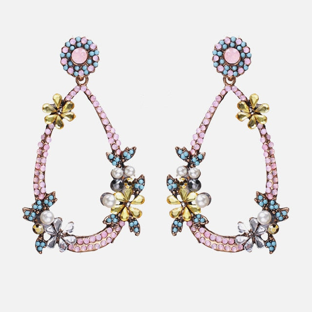 New Korea Fashion Pink Resin Beaded Drop Earrings
