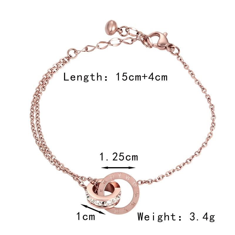 Shiny Circle Crystal Circle Roman Numeral Bracelet For Woman