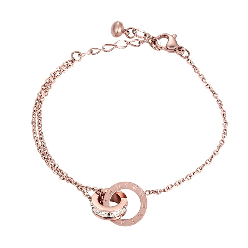 Shiny Circle Crystal Circle Roman Numeral Bracelet For Woman