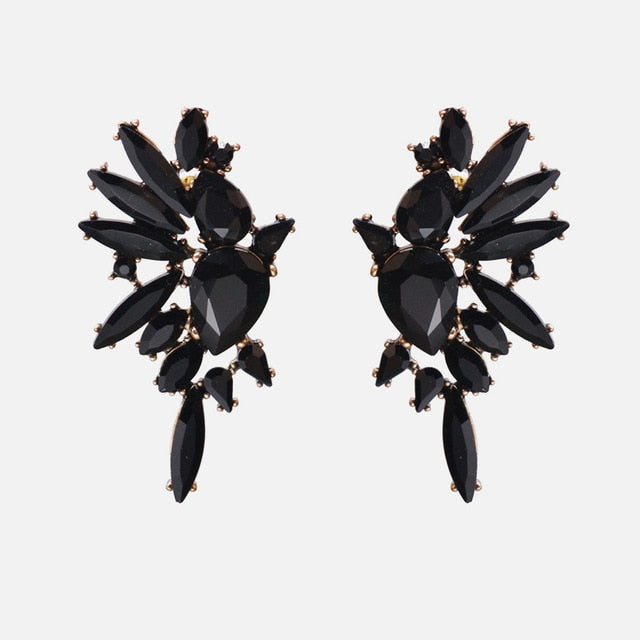 Black Color Metal Crystal Acrylic Vintage Earrings