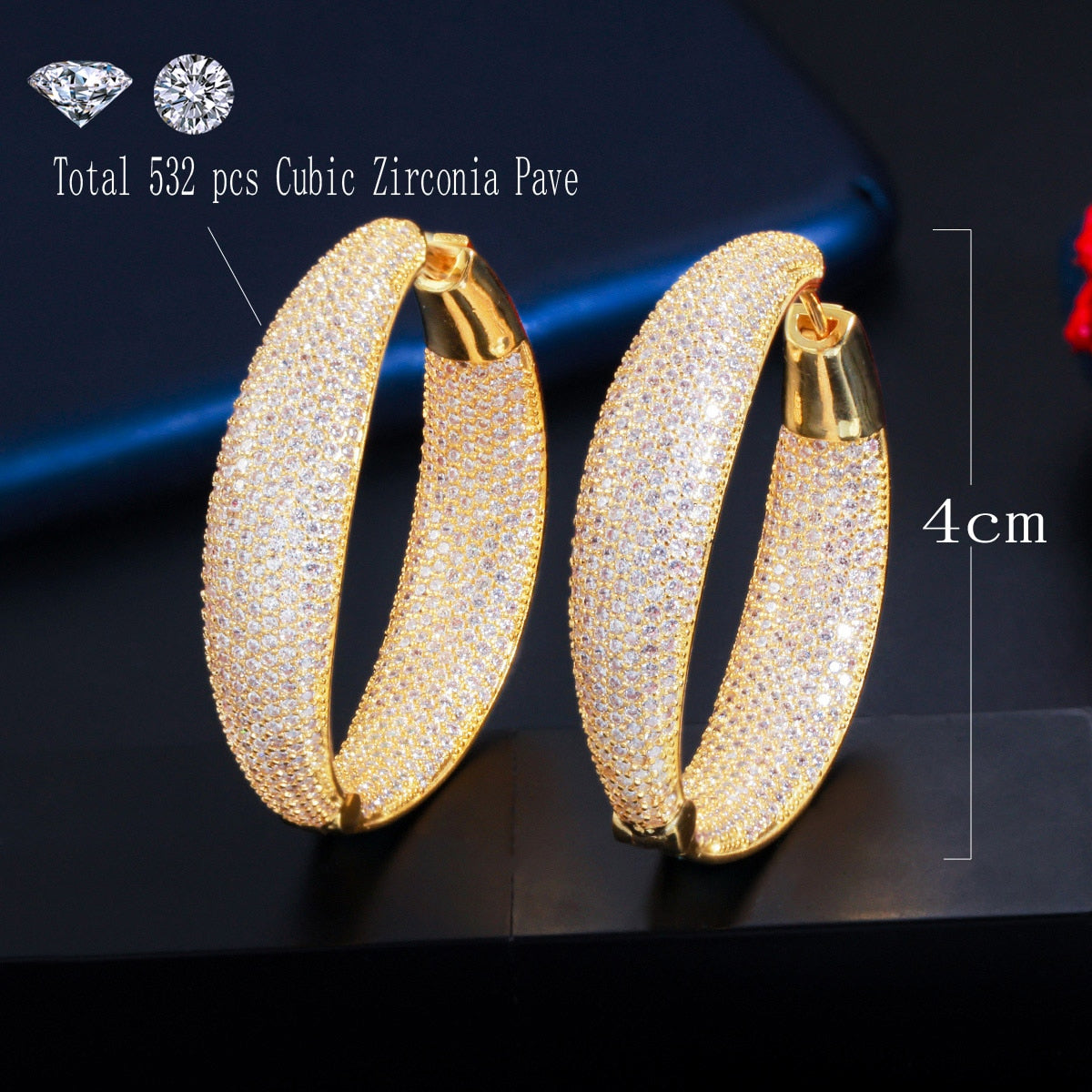 Zircons Micro Pave Cubic Zirconia Round Big Statement Hoop Earrings