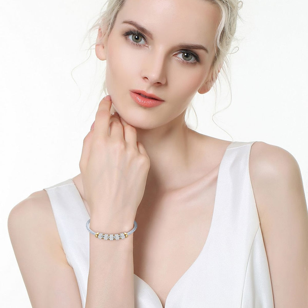 fashion jewelry  leather rope stainless steel rope bracelet