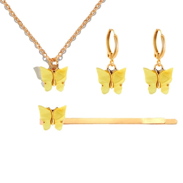 New Fashion Cute Multicolor Acrylic Butterfly Jewelry Sets
