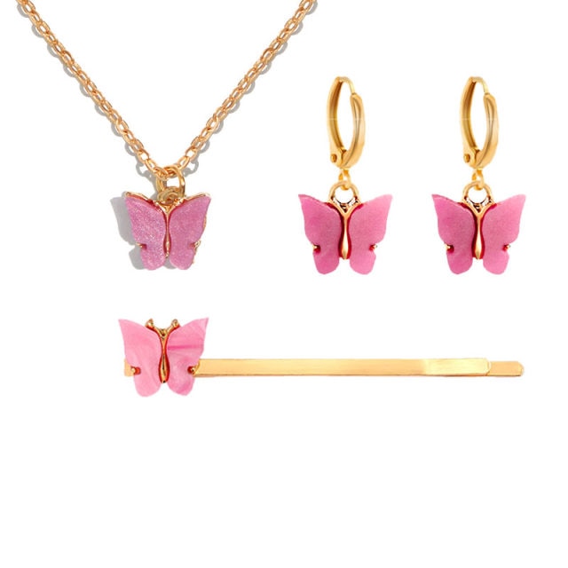 New Fashion Cute Multicolor Acrylic Butterfly Jewelry Sets