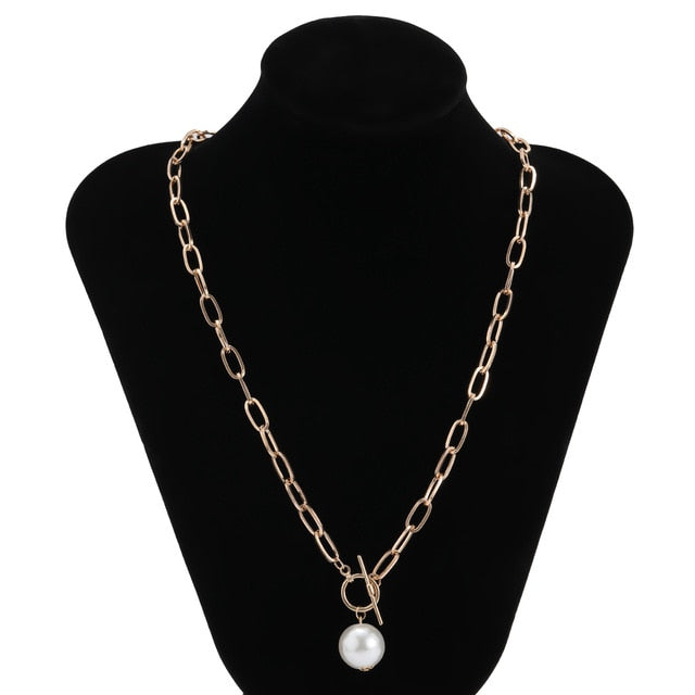 Gothic Baroque Pearl Coin Pendant Choker Necklace
