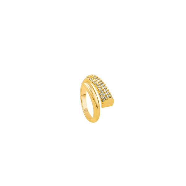 Anillos abiertos de circonita dorada y metal creativo de alta calidad para mujer