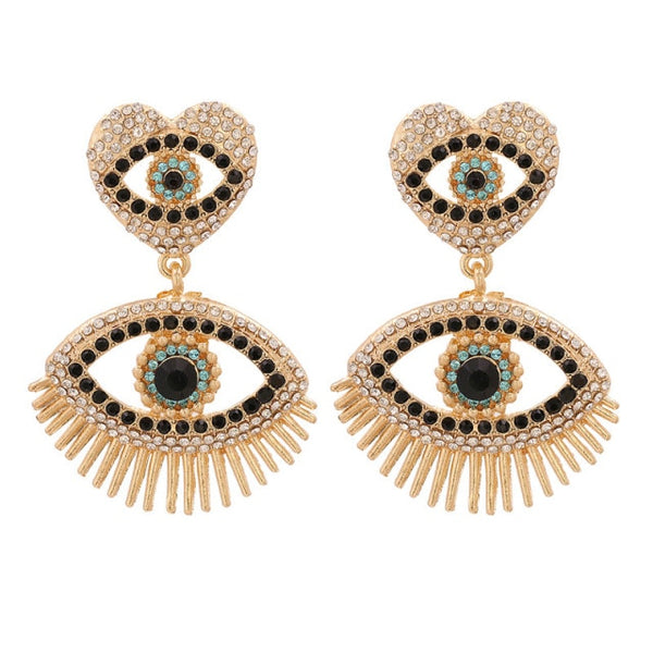 Trendy Ethnic Love Heart Shape Evil Eye Drop Earrings