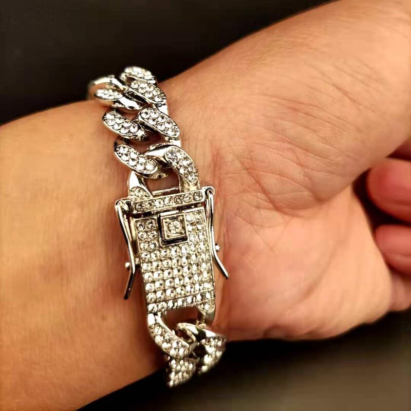 Hip hop bracelet pave setting CZ stone