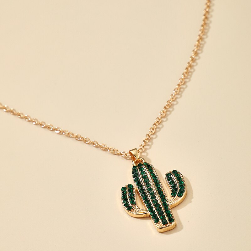 Trendy Cactus Pendant Necklace