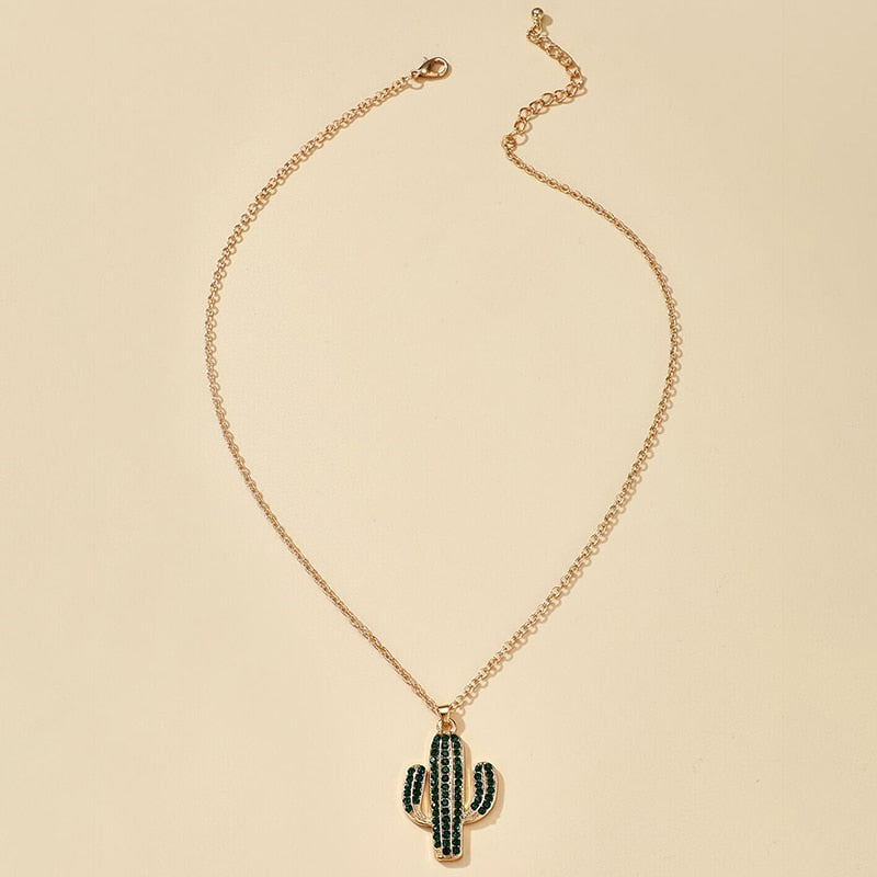 Trendy Cactus Pendant Necklace