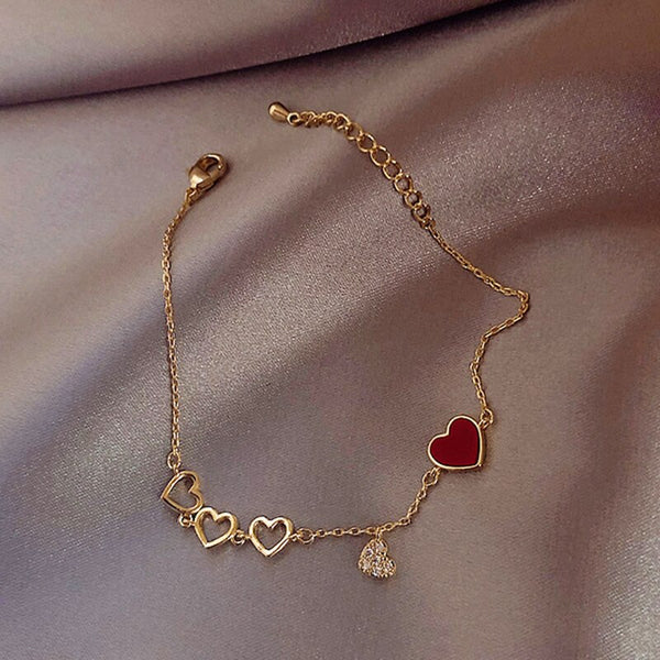 Pulseras de moda con dijes brillantes de corazón para mujer