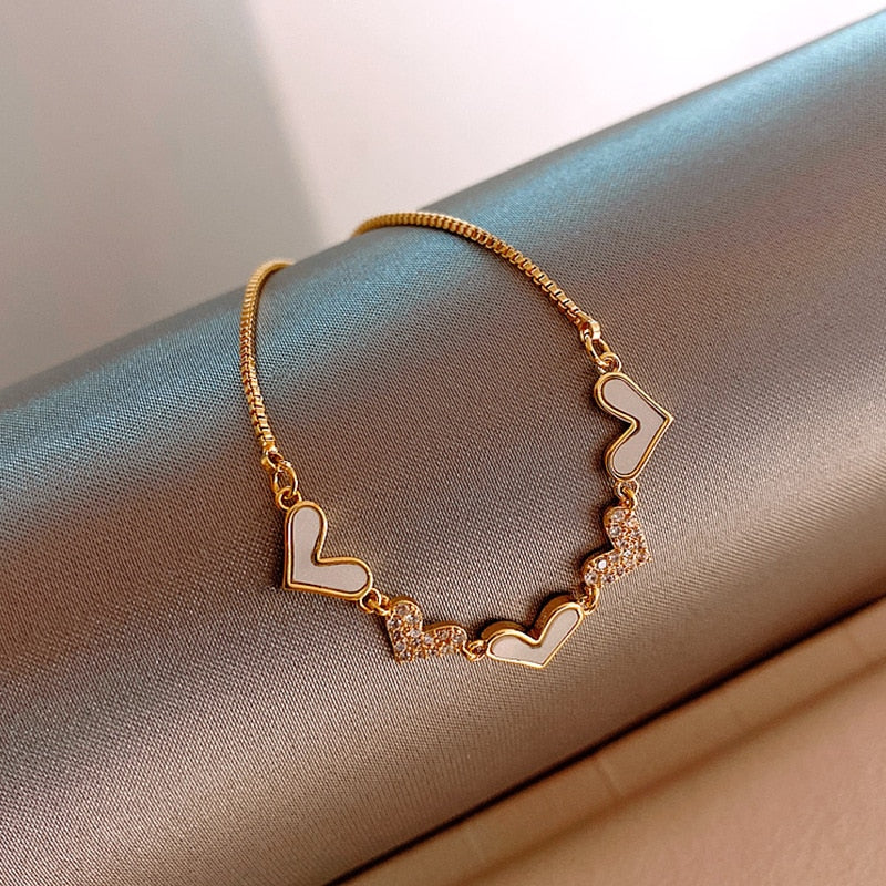 Delicate Flowers Copper Pave Setting Cubic Zircon Charm Bracelets