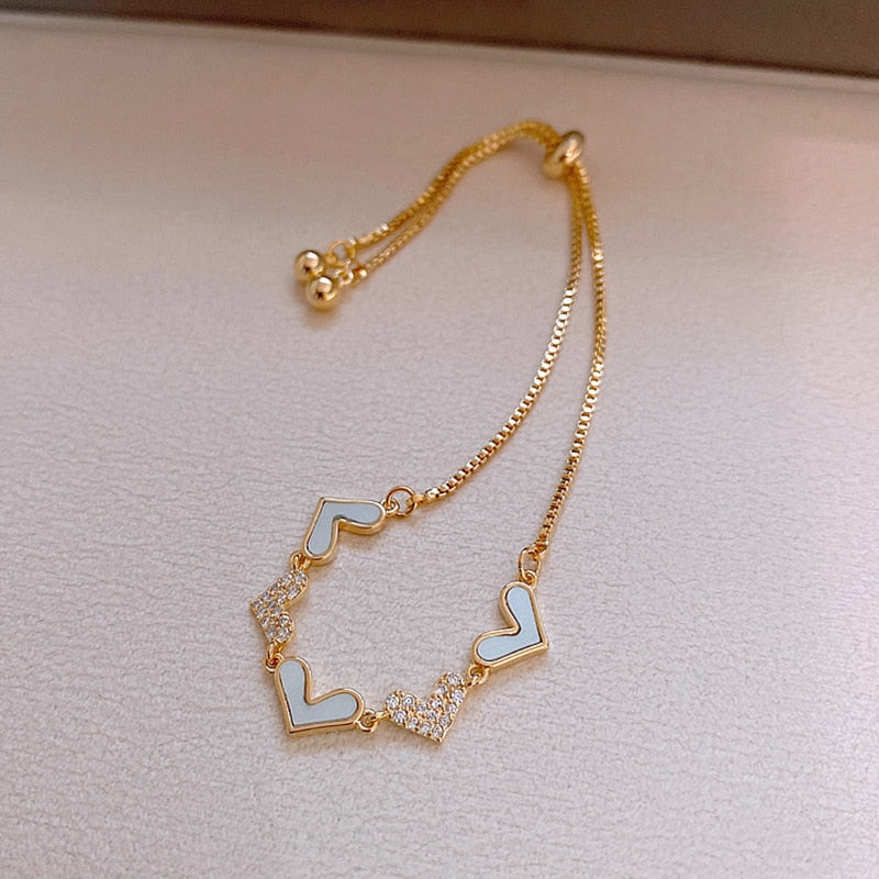 Delicate Flowers Copper Pave Setting Cubic Zircon Charm Bracelets
