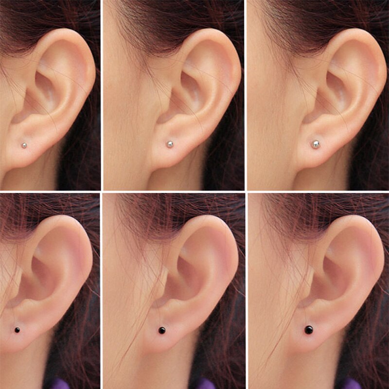 1Pair Medical Titanium Steel Stud Earring Small Ball Screws Small Earrings