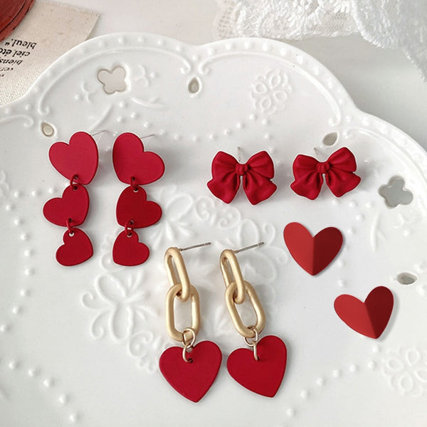 Pendientes de clip con forma de corazón de estilo coreano de moda