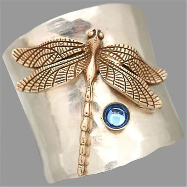 Vintage Dragonfly  Women Large Aesthetic Wedding Rings