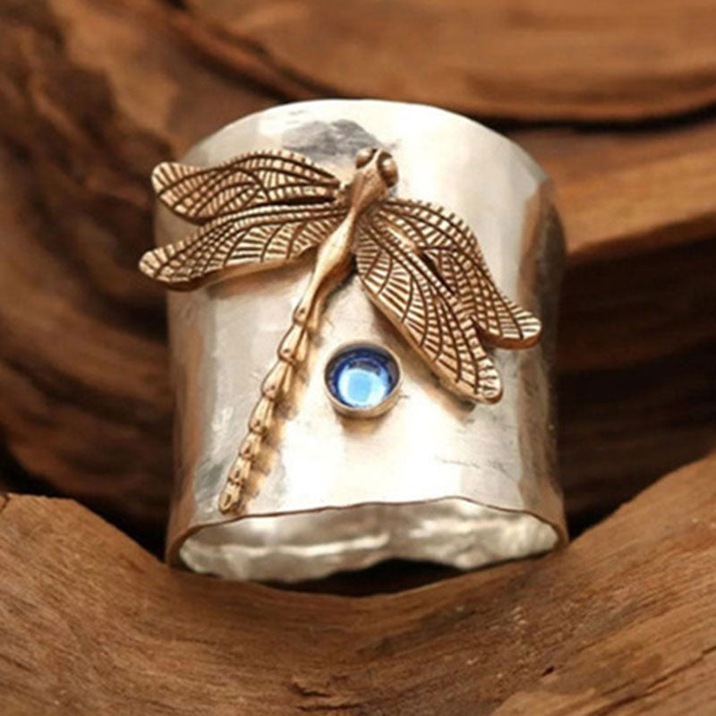 Vintage Dragonfly  Women Large Aesthetic Wedding Rings