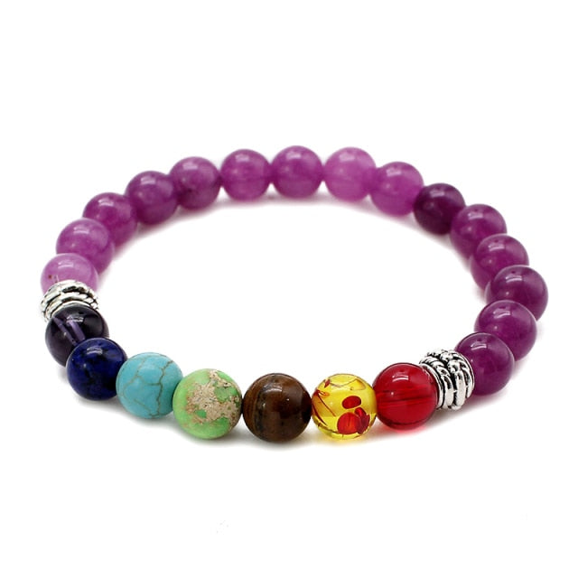 7 Chakra  Natural Lava Stone Tiger Eye Beads Bracelet