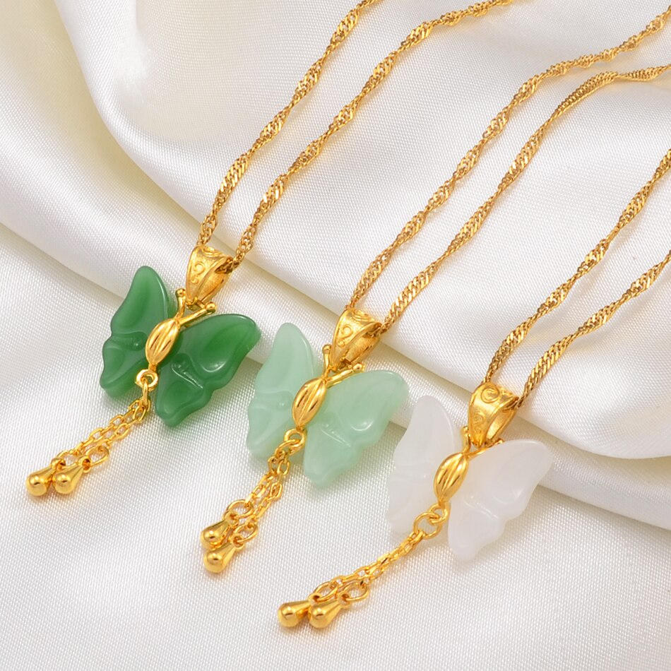 The butterfly Necklaces for Women Green