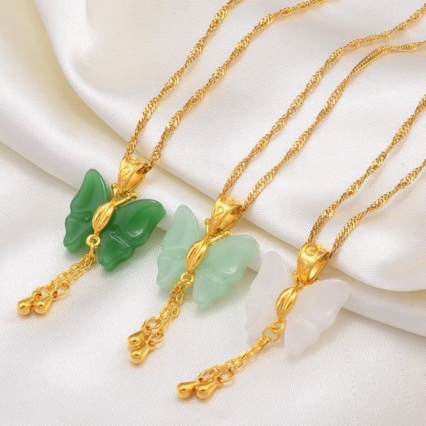 Collares de mariposa para mujer verde