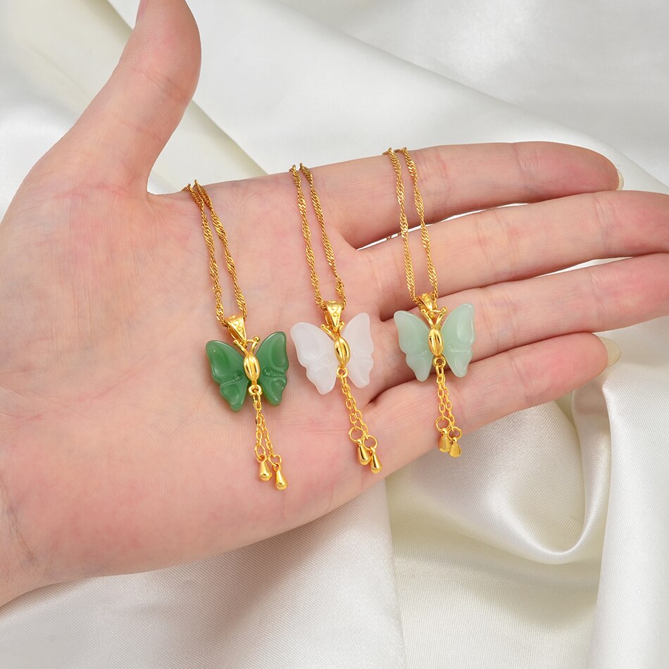 The butterfly Necklaces for Women Green