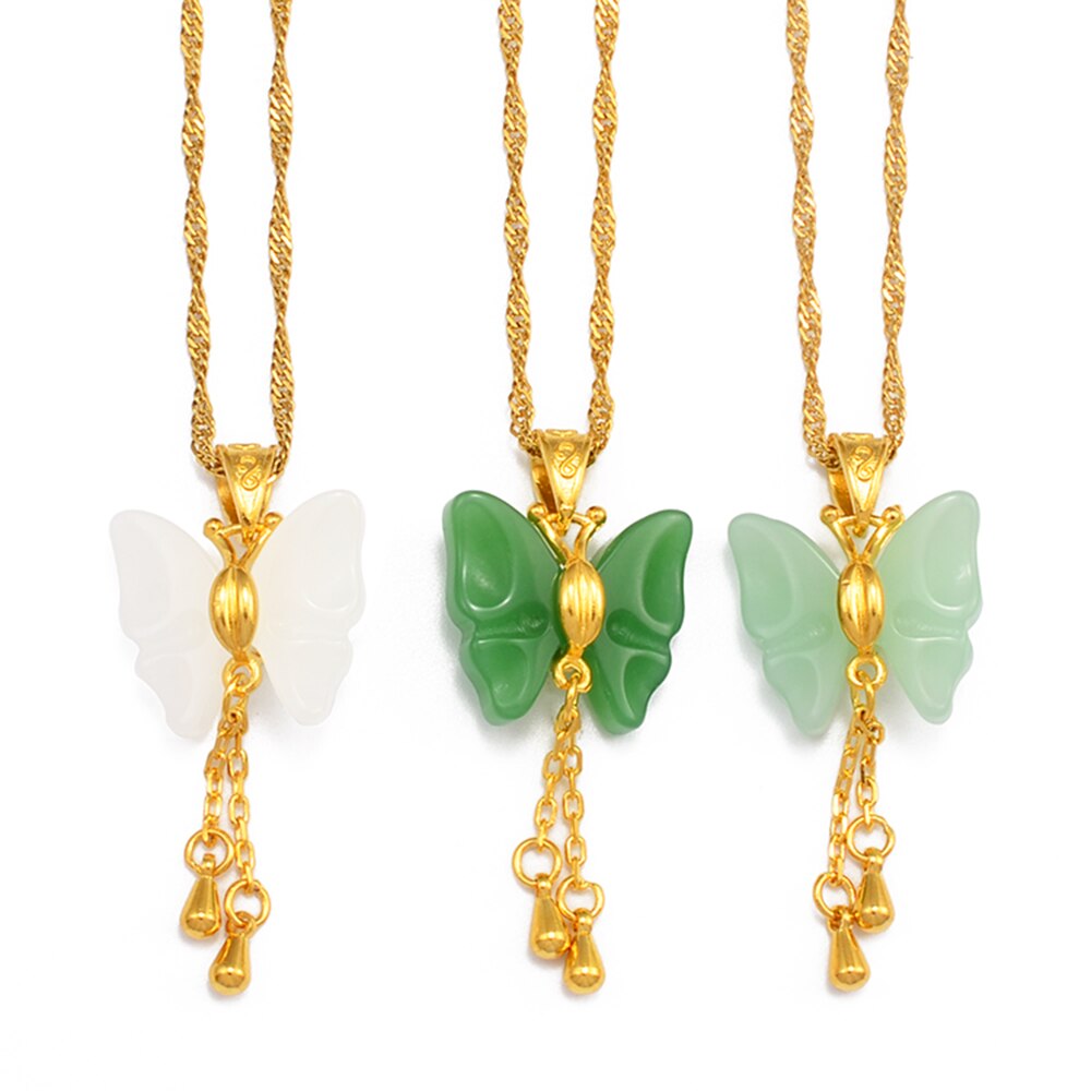 The butterfly Necklaces for Women Green