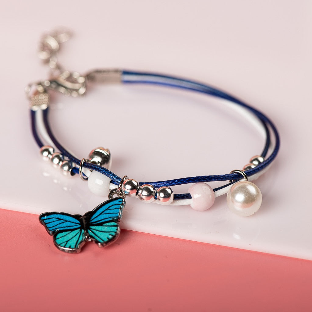 Cute Metal Drip Glaze Pendant Bracelet Hand-Wowen