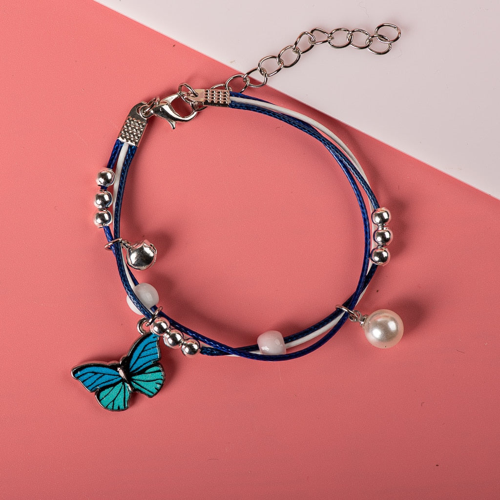 Cute Metal Drip Glaze Pendant Bracelet Hand-Wowen
