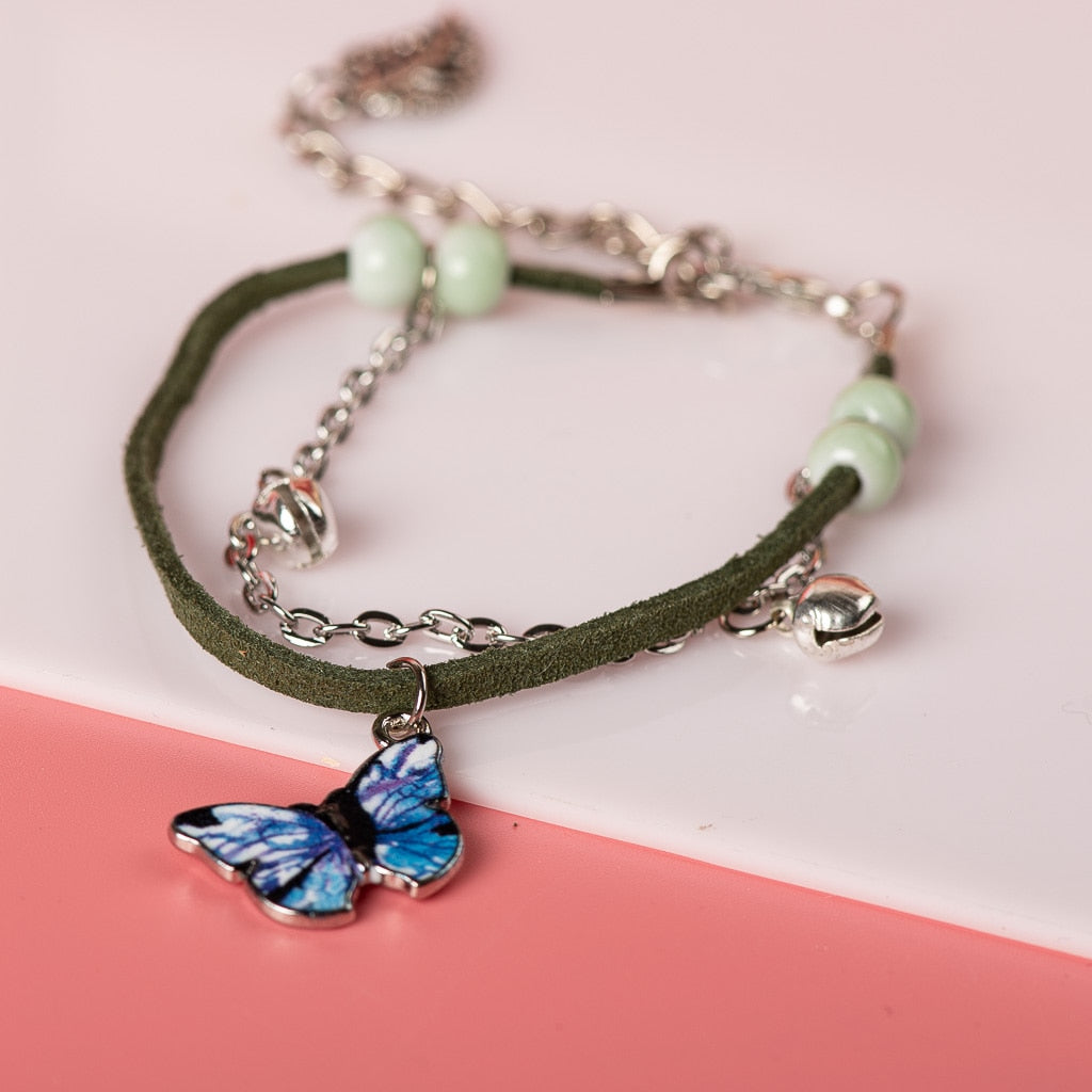 Cute Metal Drip Glaze Pendant Bracelet Hand-Wowen
