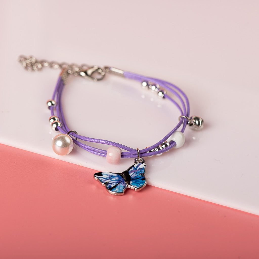 Cute Metal Drip Glaze Pendant Bracelet Hand-Wowen