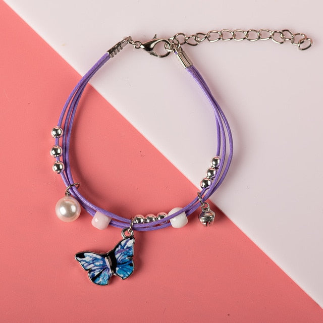 Cute Metal Drip Glaze Pendant Bracelet Hand-Wowen