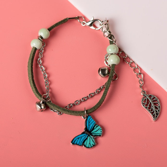 Cute Metal Drip Glaze Pendant Bracelet Hand-Wowen