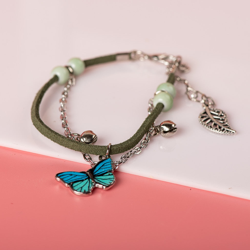 Cute Metal Drip Glaze Pendant Bracelet Hand-Wowen