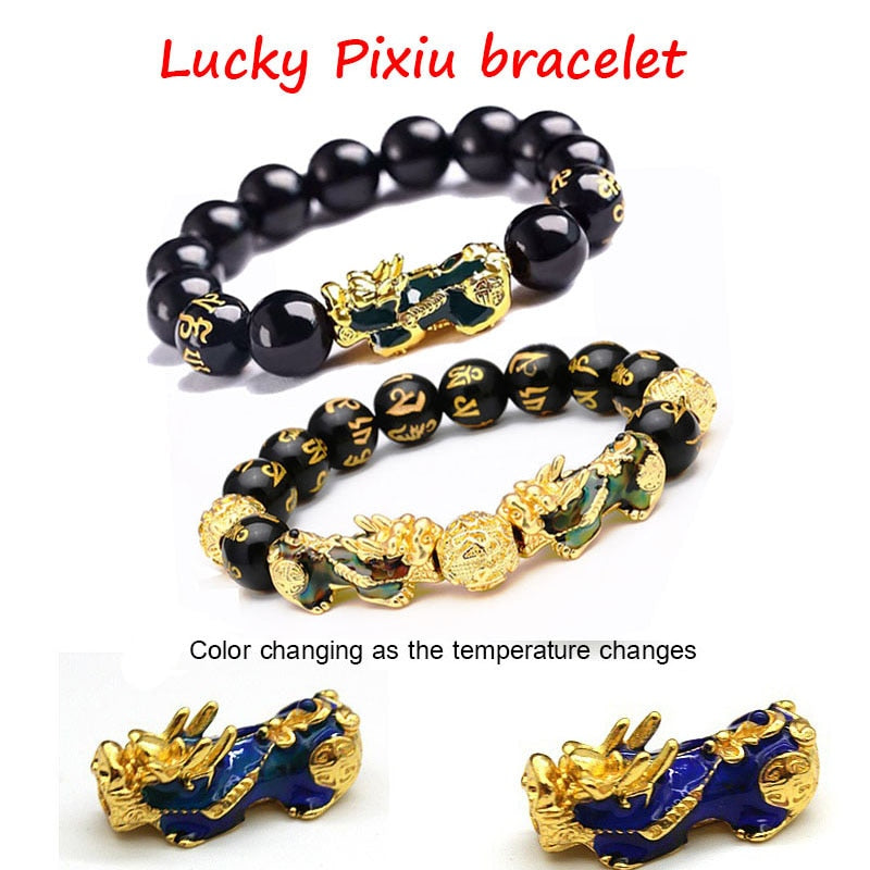 Feng Shui Obsidian Stone Beads Bracelet