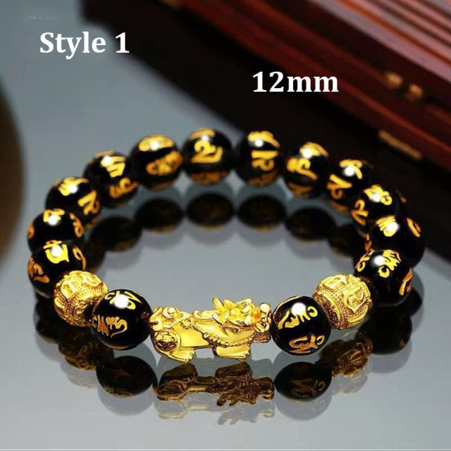 Feng Shui Obsidian Stone Beads Bracelet