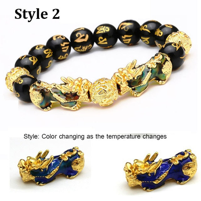 Feng Shui Obsidian Stone Beads Bracelet