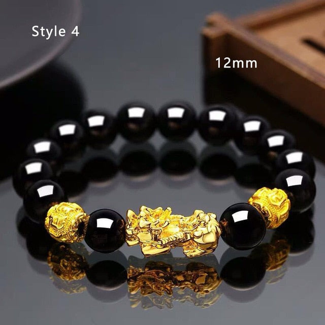 Feng Shui Obsidian Stone Beads Bracelet