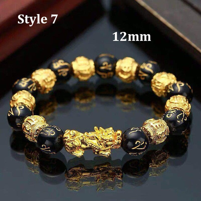 Feng Shui Obsidian Stone Beads Bracelet