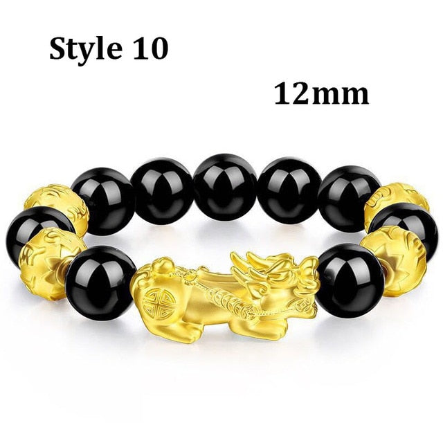 Feng Shui Obsidian Stone Beads Bracelet