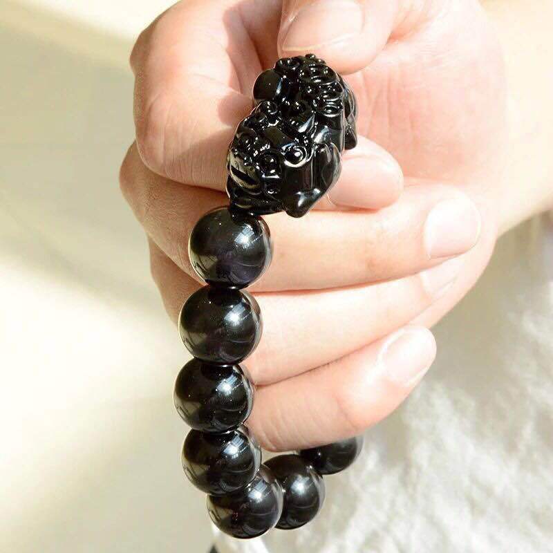 Feng Shui Obsidian Stone Beads Bracelet