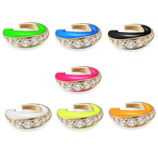 Colorful Jewelry 7 fluorescent Neon Enamel No Piercing CZ Ear Cuff