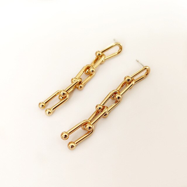 New HipHop U-shaped Stitching Necklace Earrings Bracelet Set