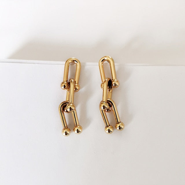 New HipHop U-shaped Stitching Necklace Earrings Bracelet Set