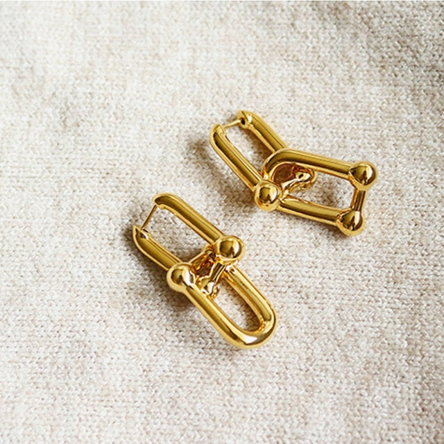 New HipHop U-shaped Stitching Necklace Earrings Bracelet Set